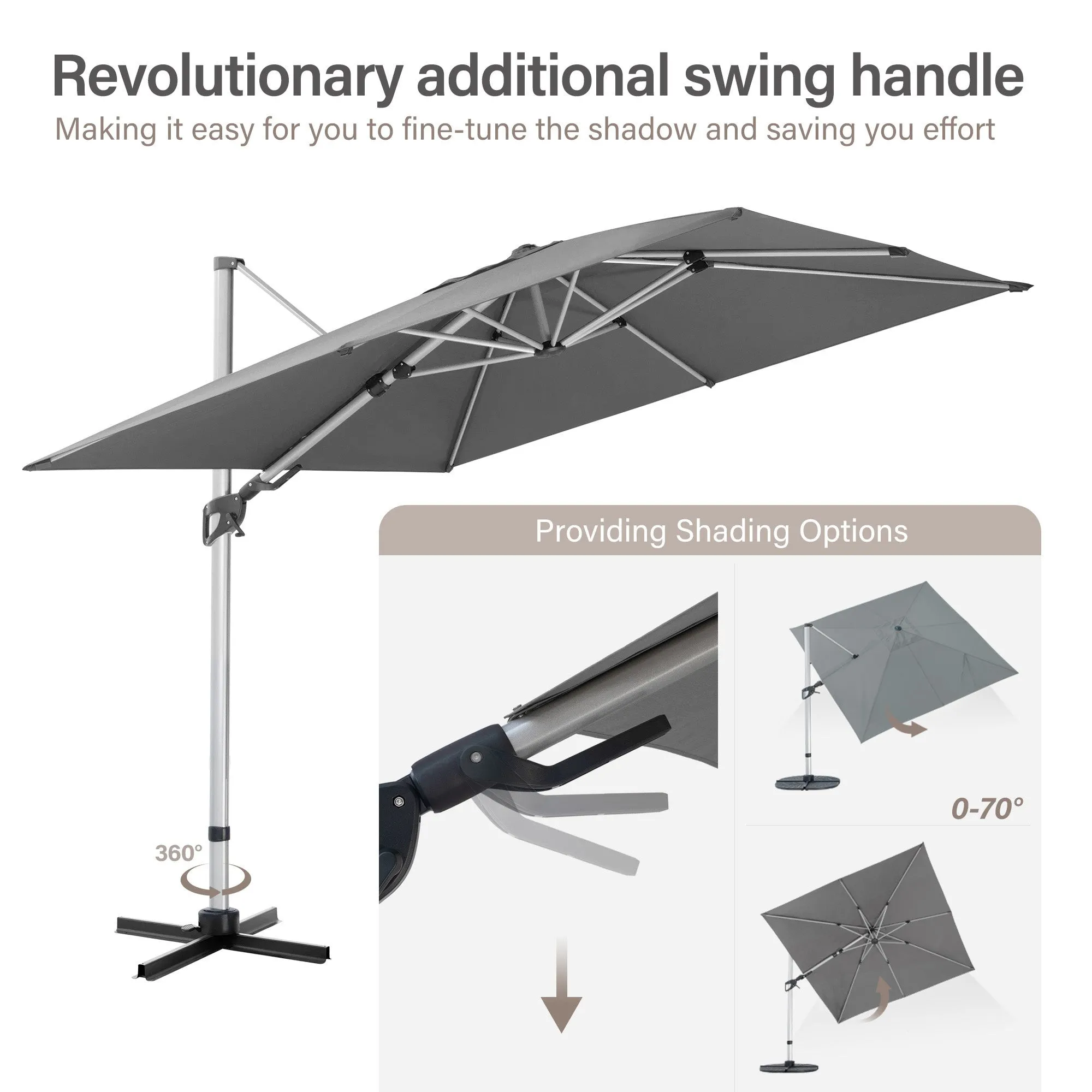 10' Square Cantilever Umbrella -Olefin-