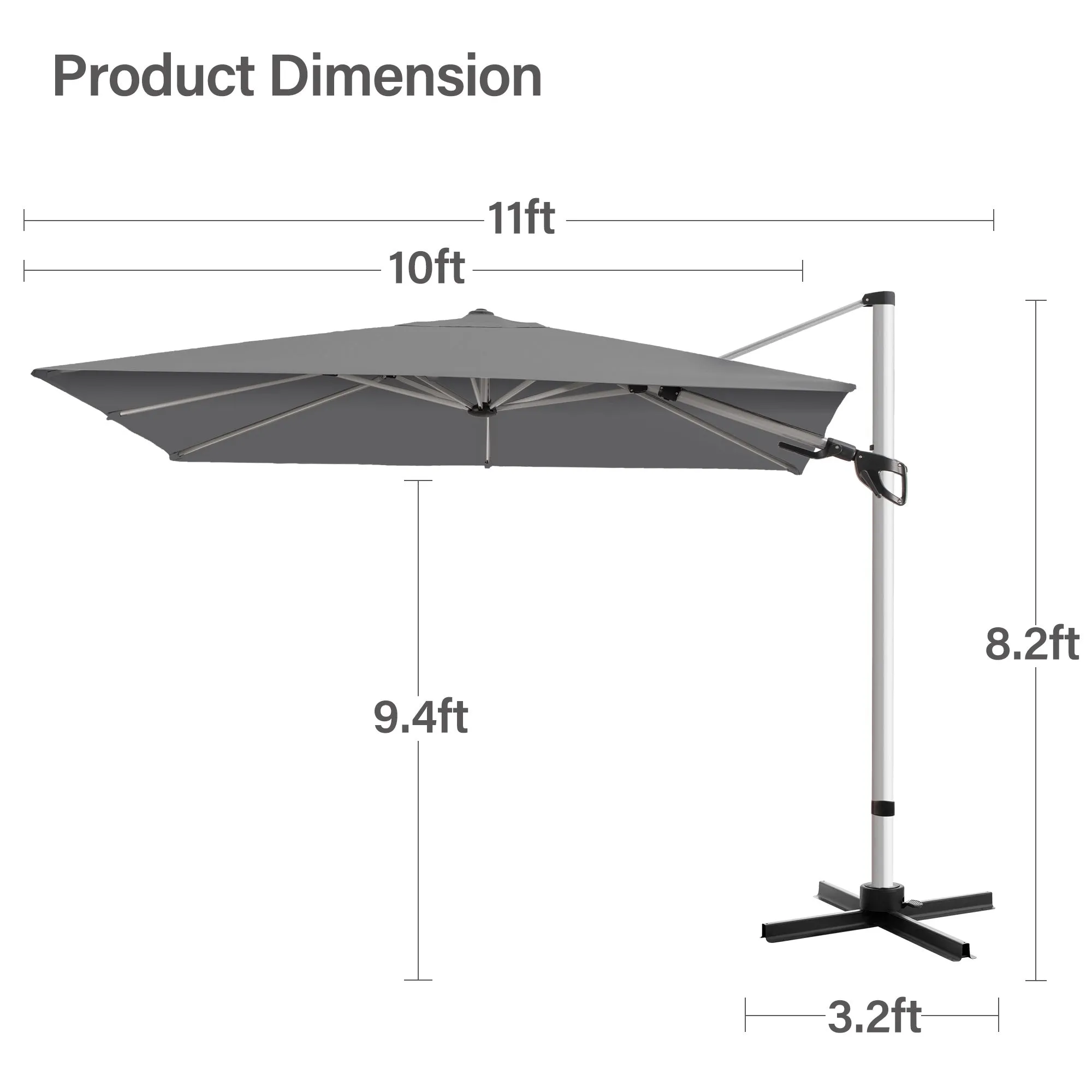 10' Square Cantilever Umbrella -Olefin-