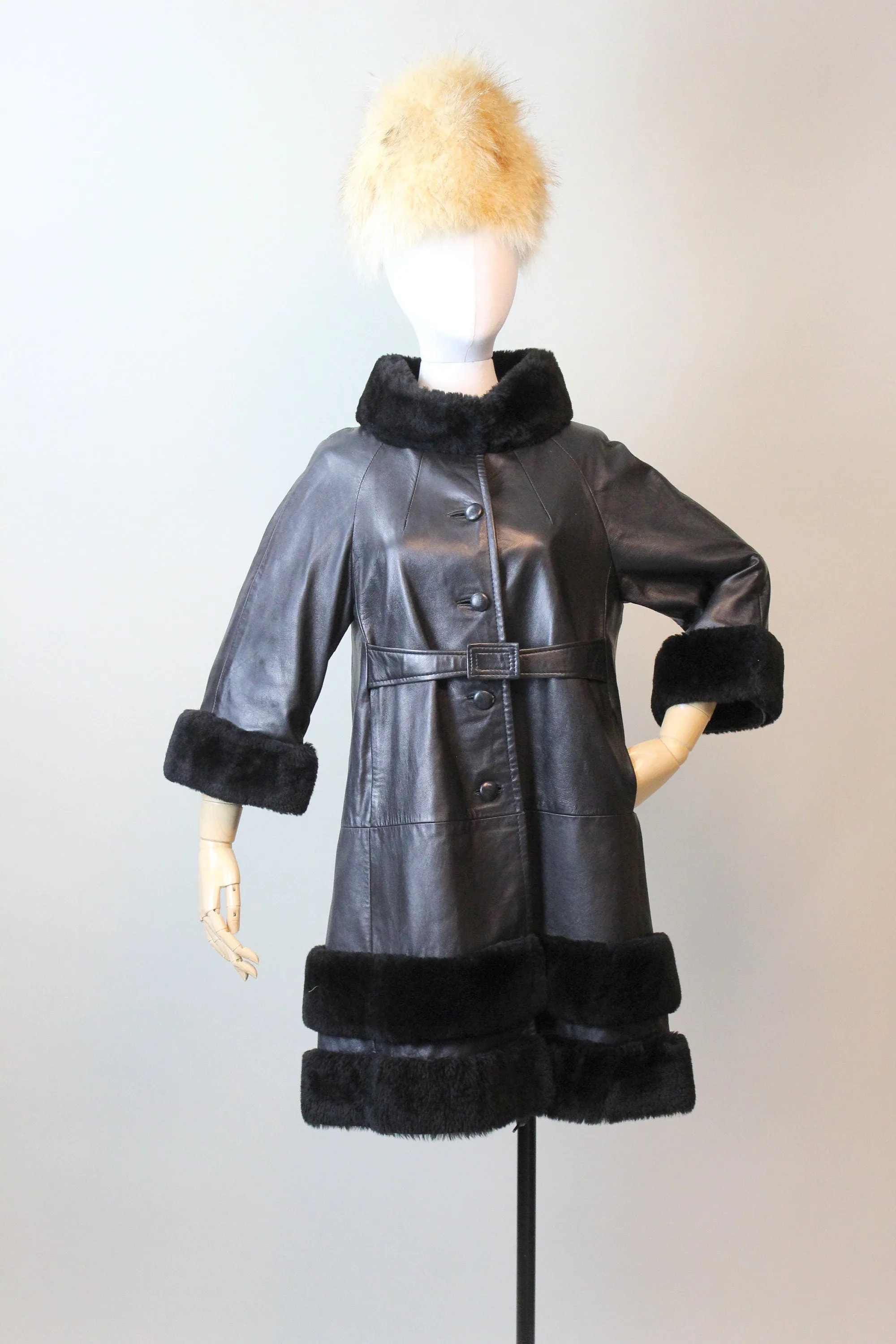 1960s HIGHLANDER LEATHER and fur coat medium | new winter