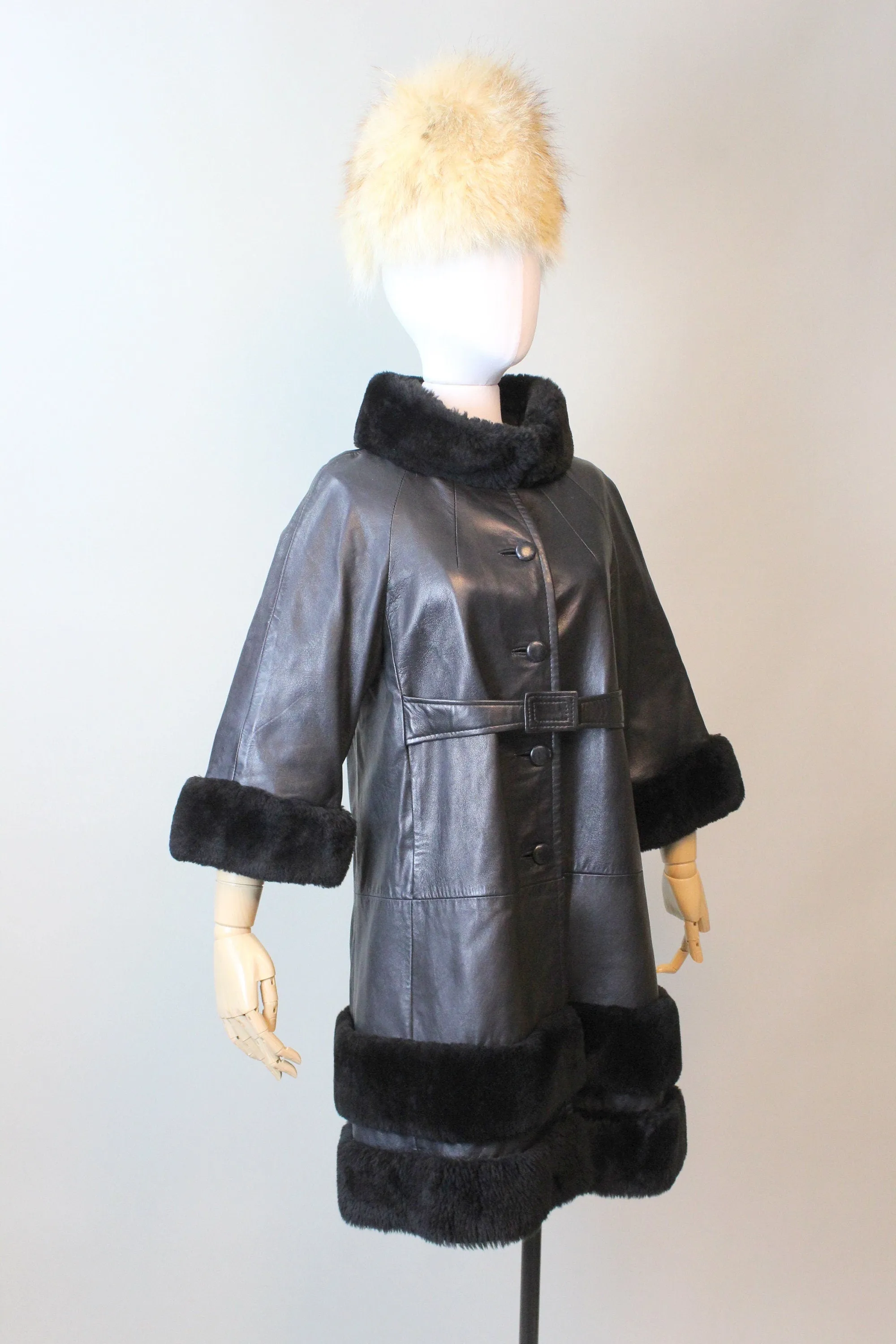 1960s HIGHLANDER LEATHER and fur coat medium | new winter