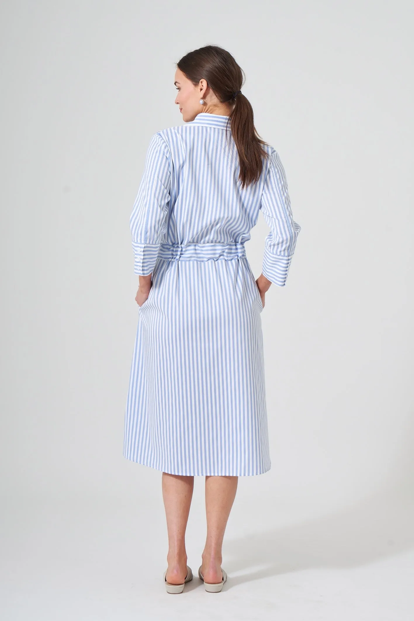 47" Striped Belted Dress