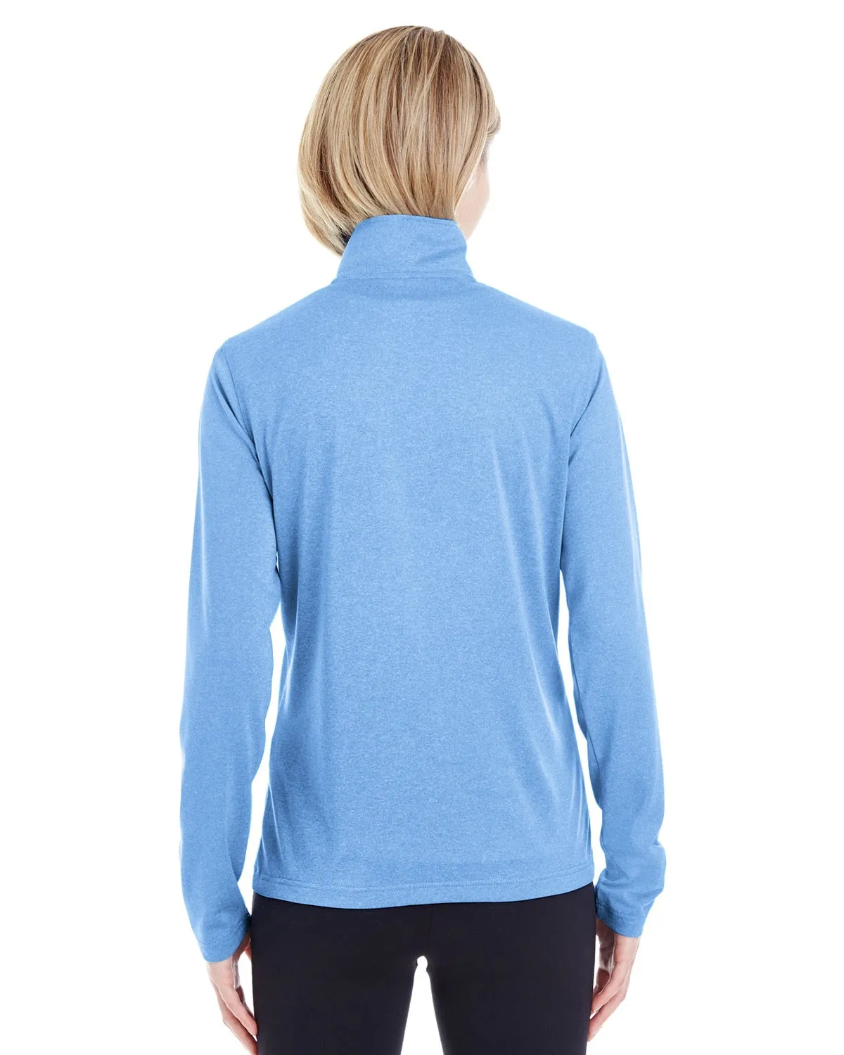 8618W UltraClub Ladies' Cool & Dry Heathered Performance Quarter-Zip