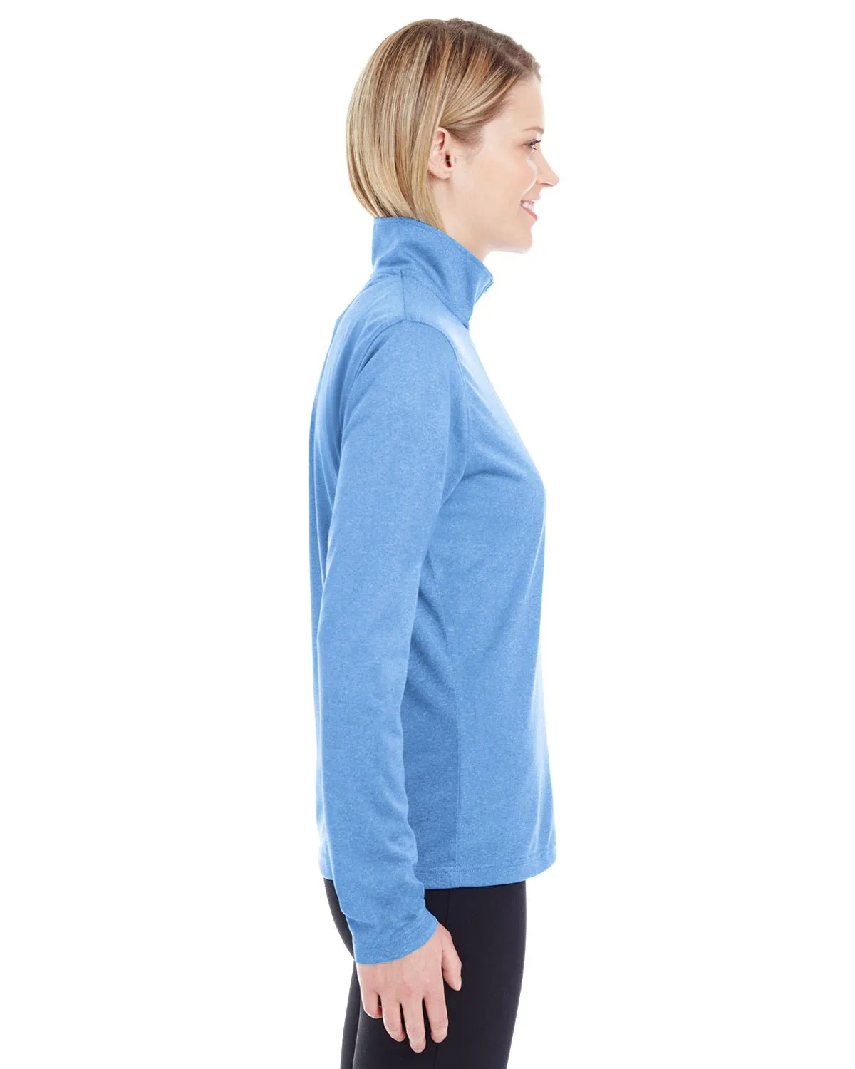 8618W UltraClub Ladies' Cool & Dry Heathered Performance Quarter-Zip