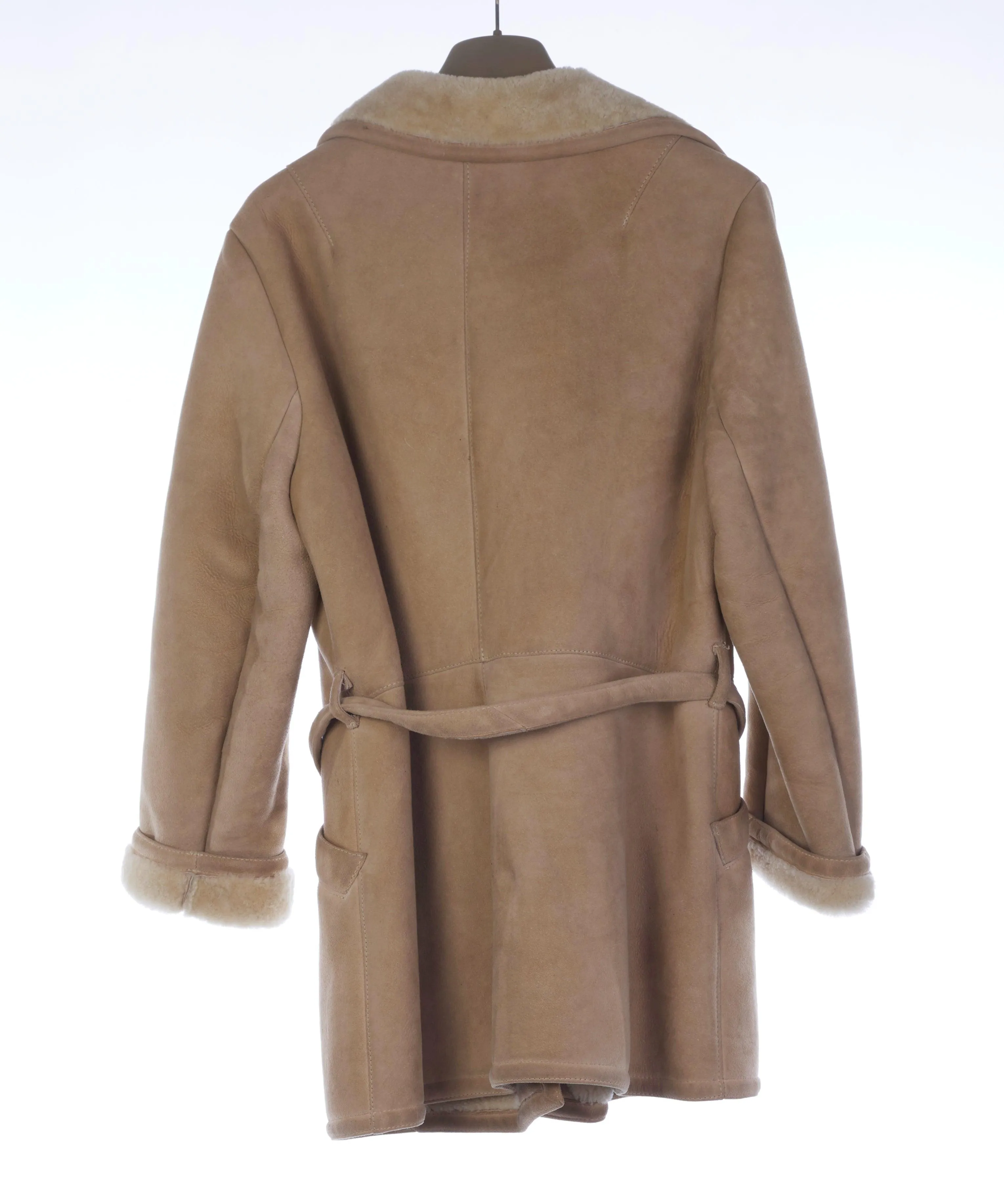 Abercrombie & Fitch Brown Sheepskin Long Sleeved Belted Jacket UK Size 14