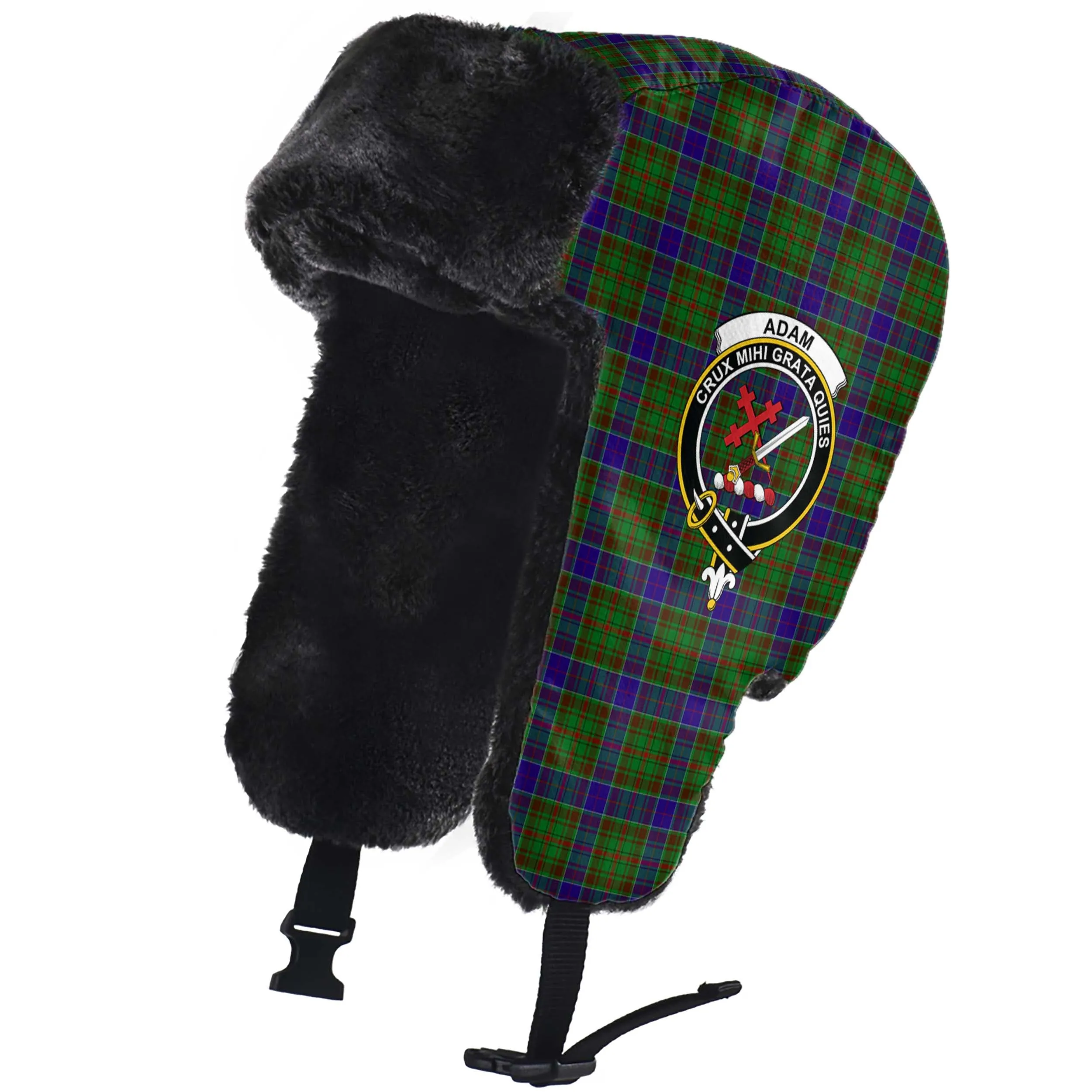 Adam Tartan Winter Trapper Hat with Family Crest