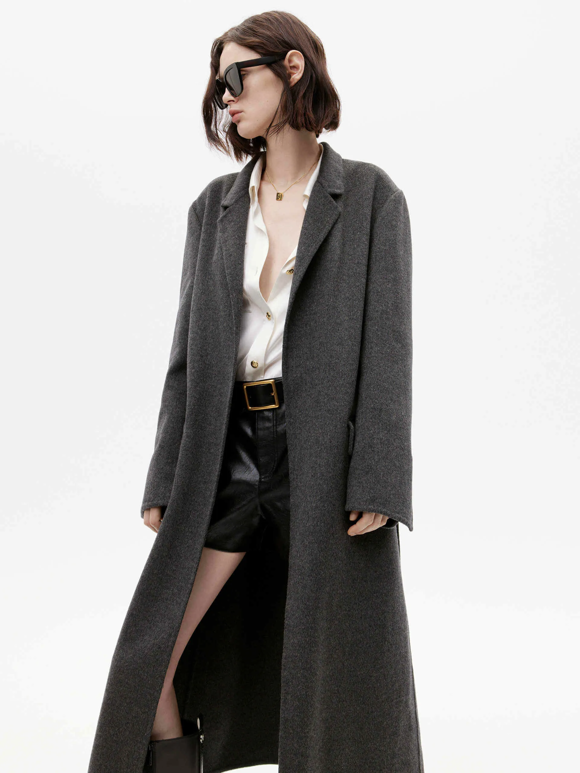 Belted Double Faced Wool Coat