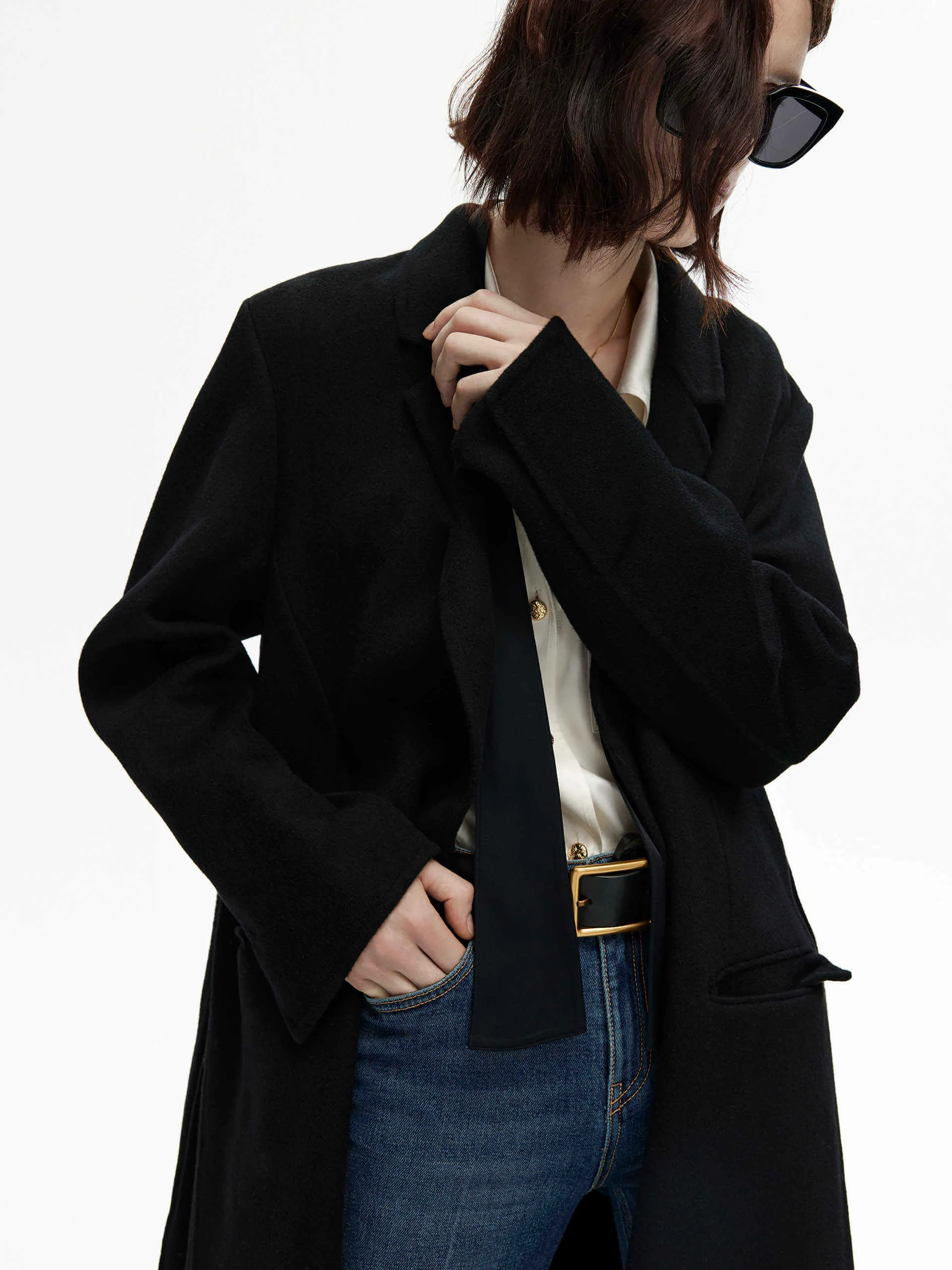 Belted Double Faced Wool Coat