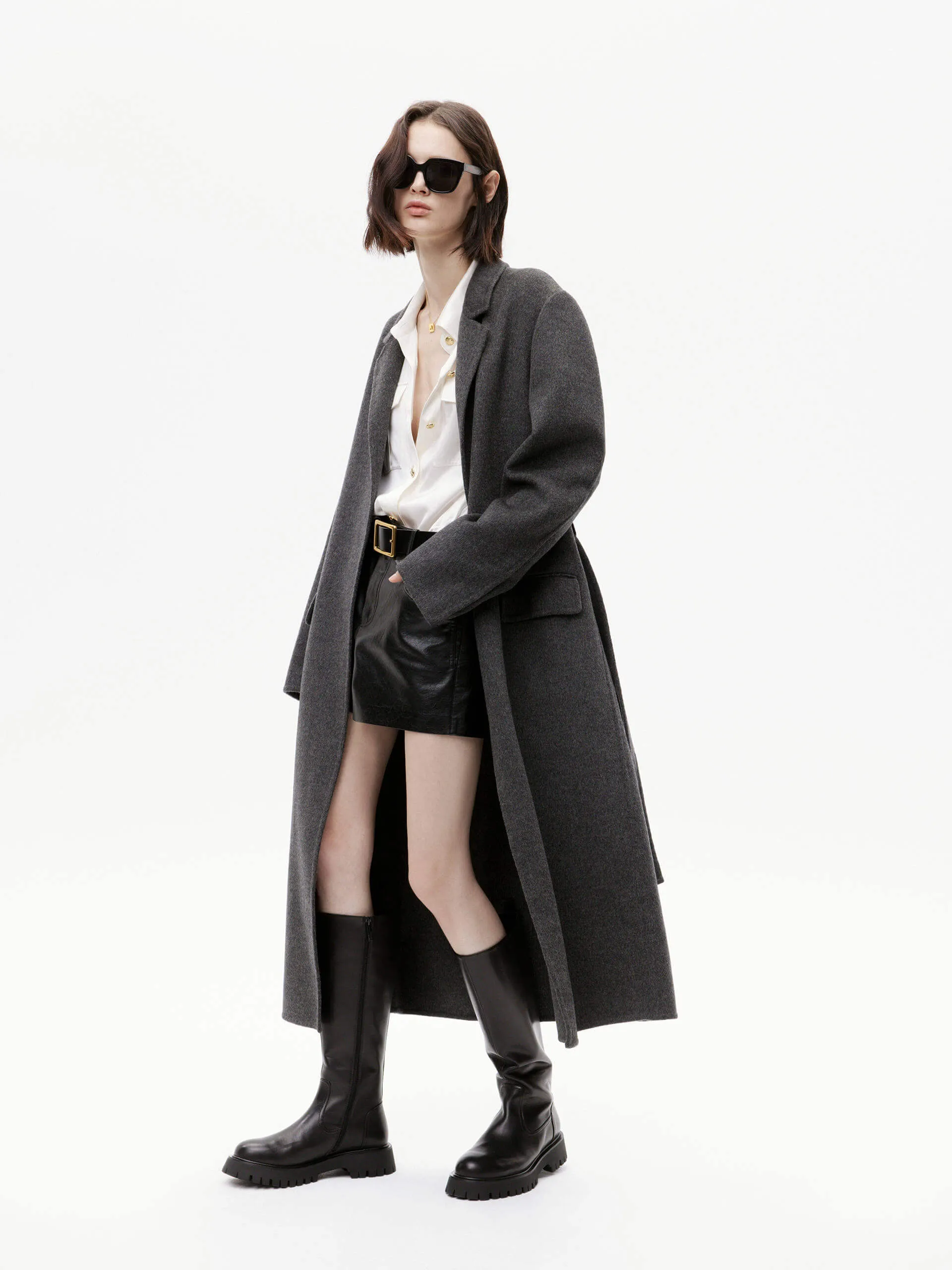 Belted Double Faced Wool Coat