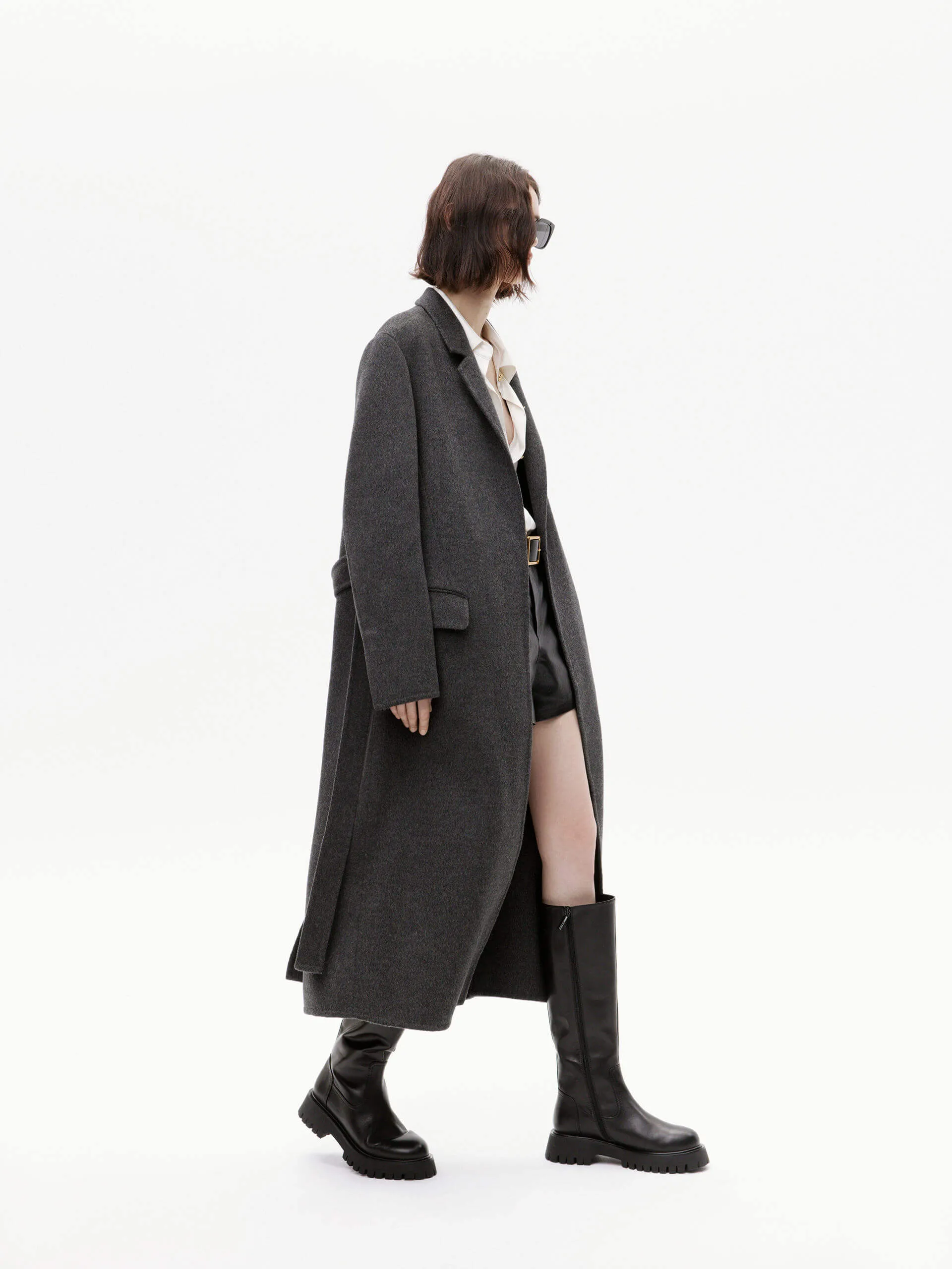 Belted Double Faced Wool Coat