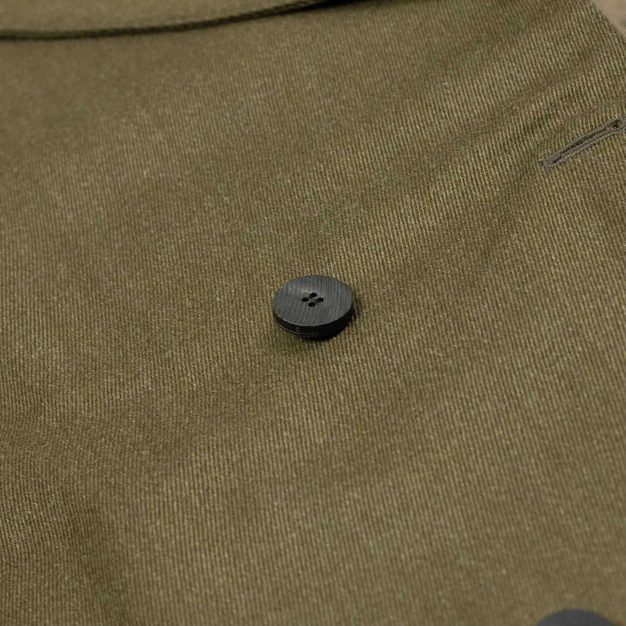 Belted jacket in olive green Italian wool whipcord