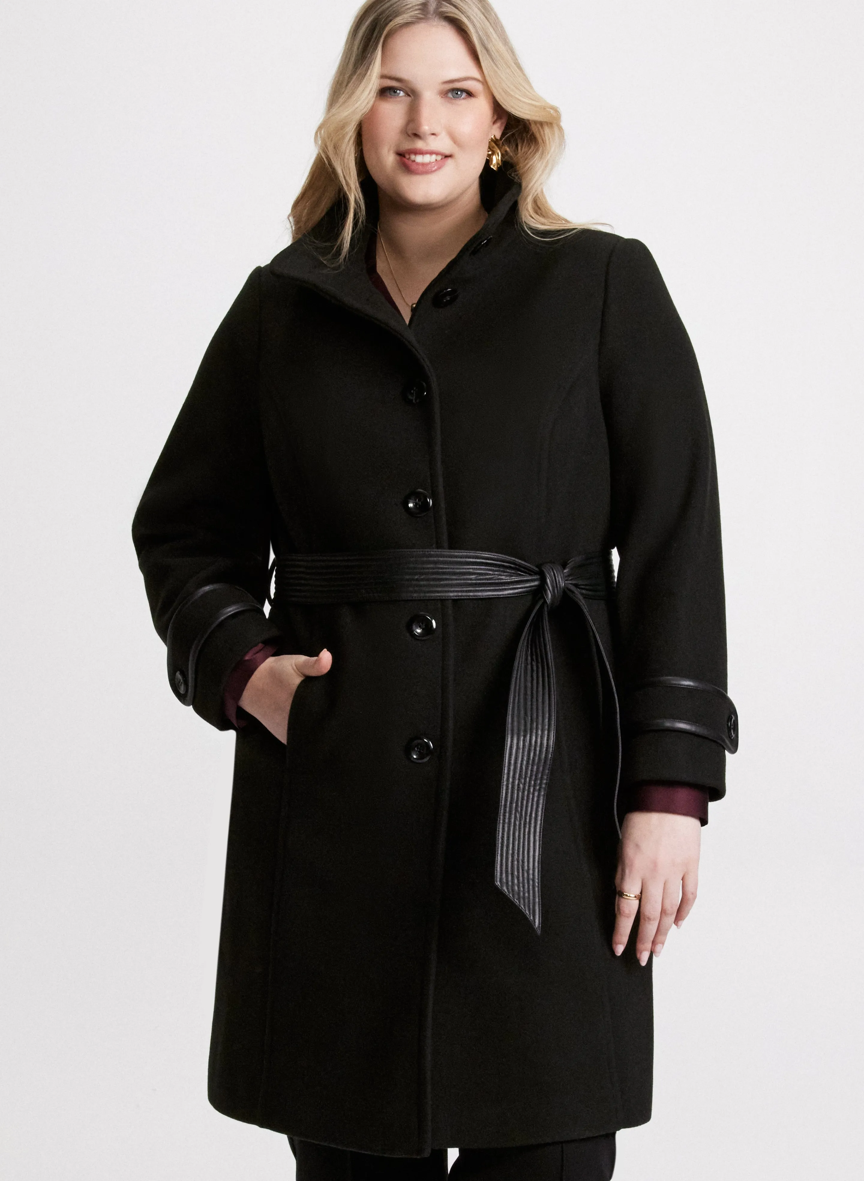 Belted Wool-Blend Coat