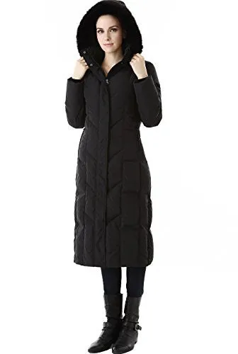 BGSD Women's "Tisha" Water Resistant Long Hooded Down Parka Coat - Black Medium