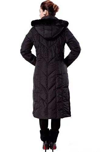 BGSD Women's "Tisha" Water Resistant Long Hooded Down Parka Coat - Black Medium