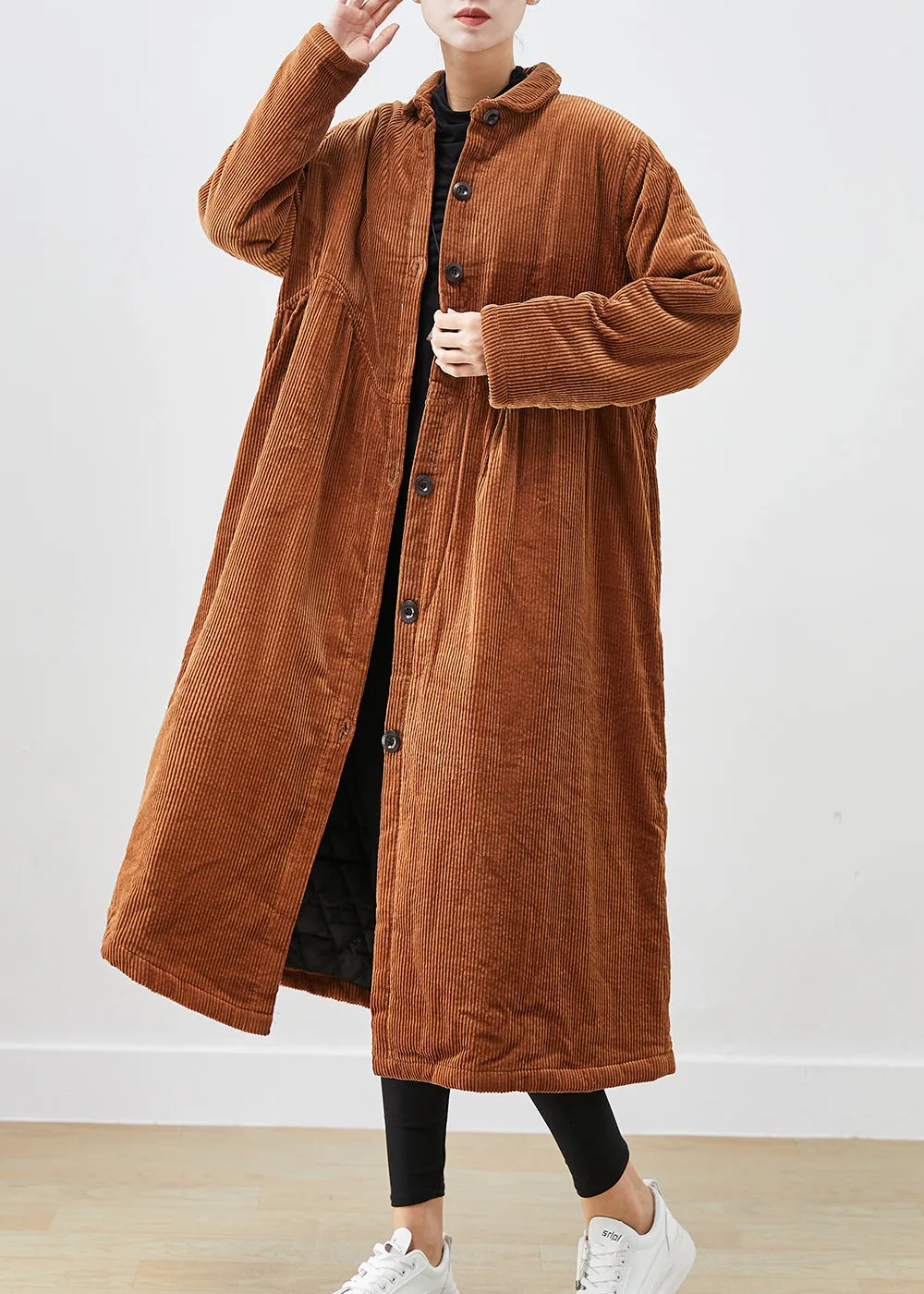 Boutique Brown Oversized Pockets Fine Cotton Filled Parka Winter ML2514