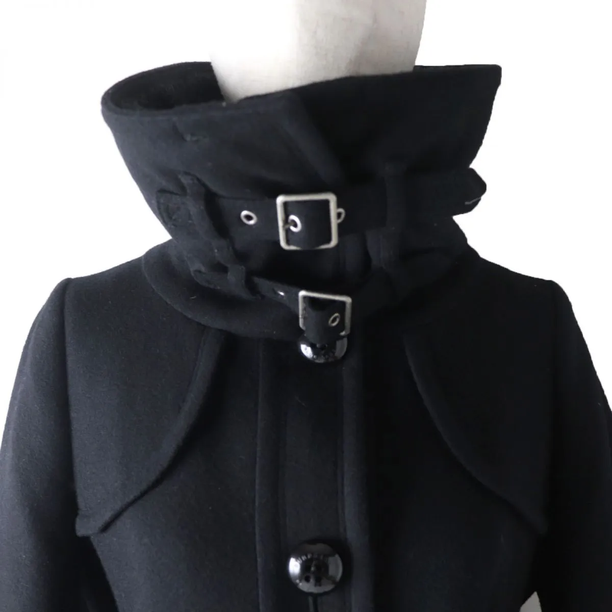 Burberry Blue Label Wool Belted Coat, Black, Size 40