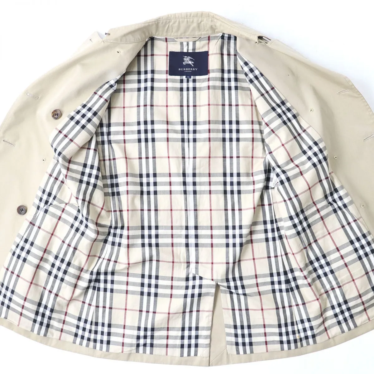 Burberry Nova Check Belted Trench Coat Beige 36