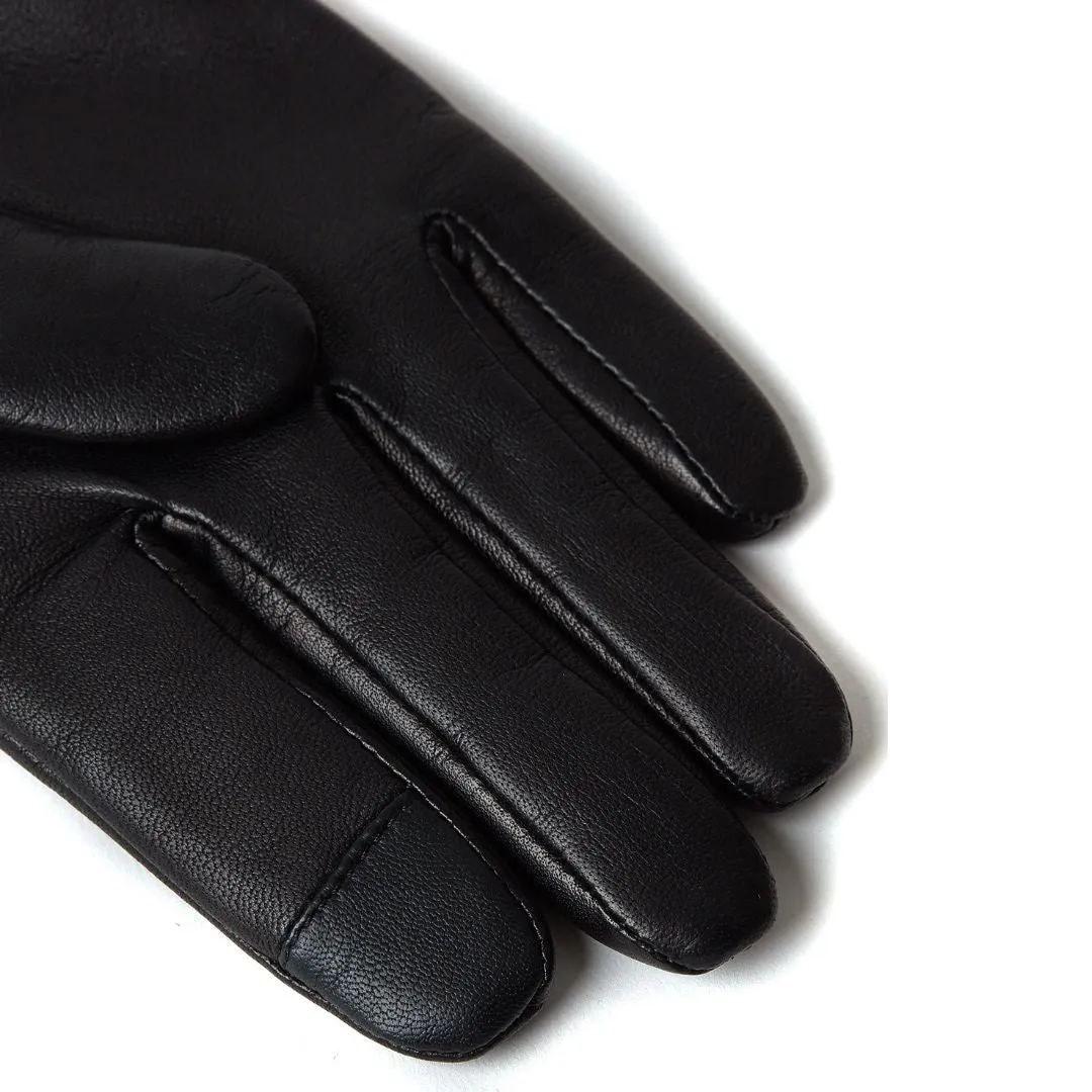 Cashmere Lined Faux Trim Leather Gloves