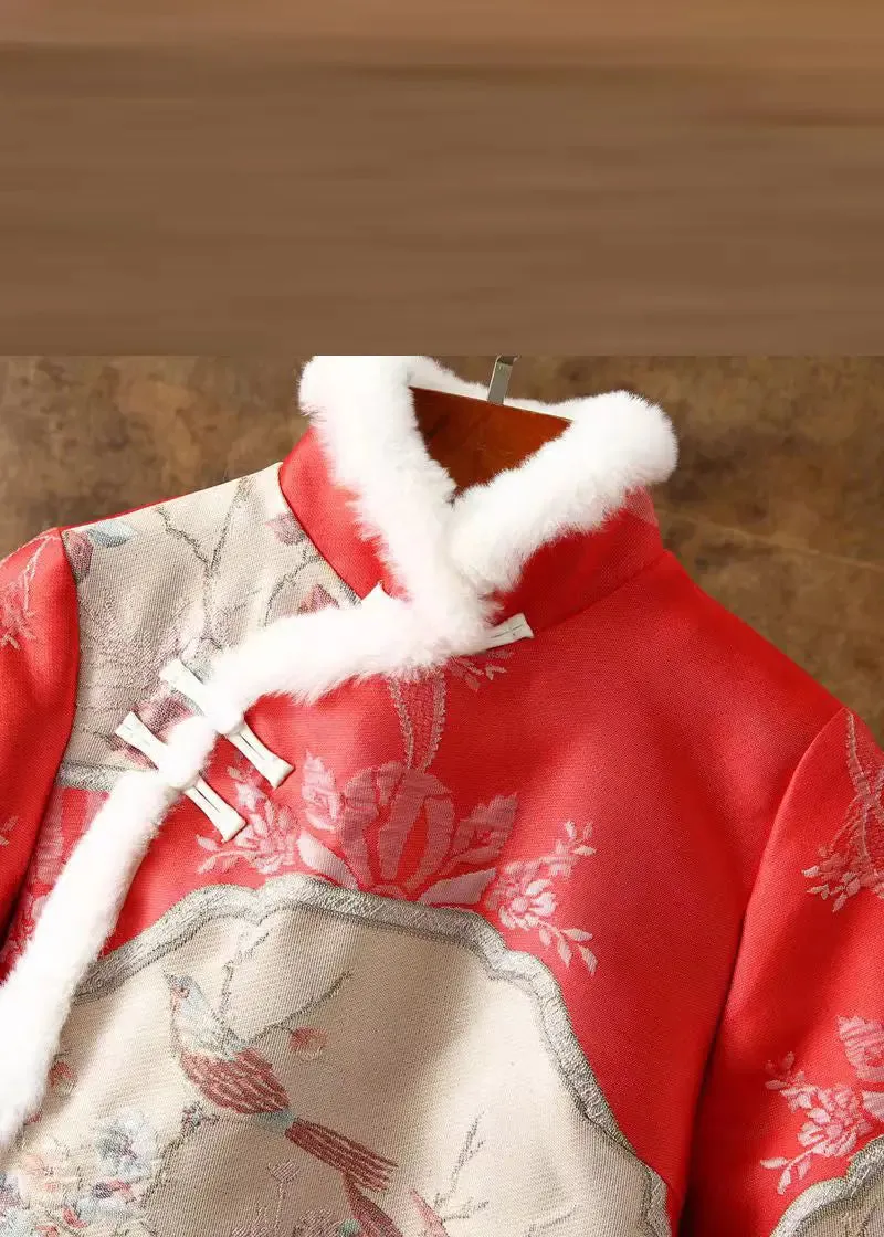 Chinese Style Embroidered Parka Winter