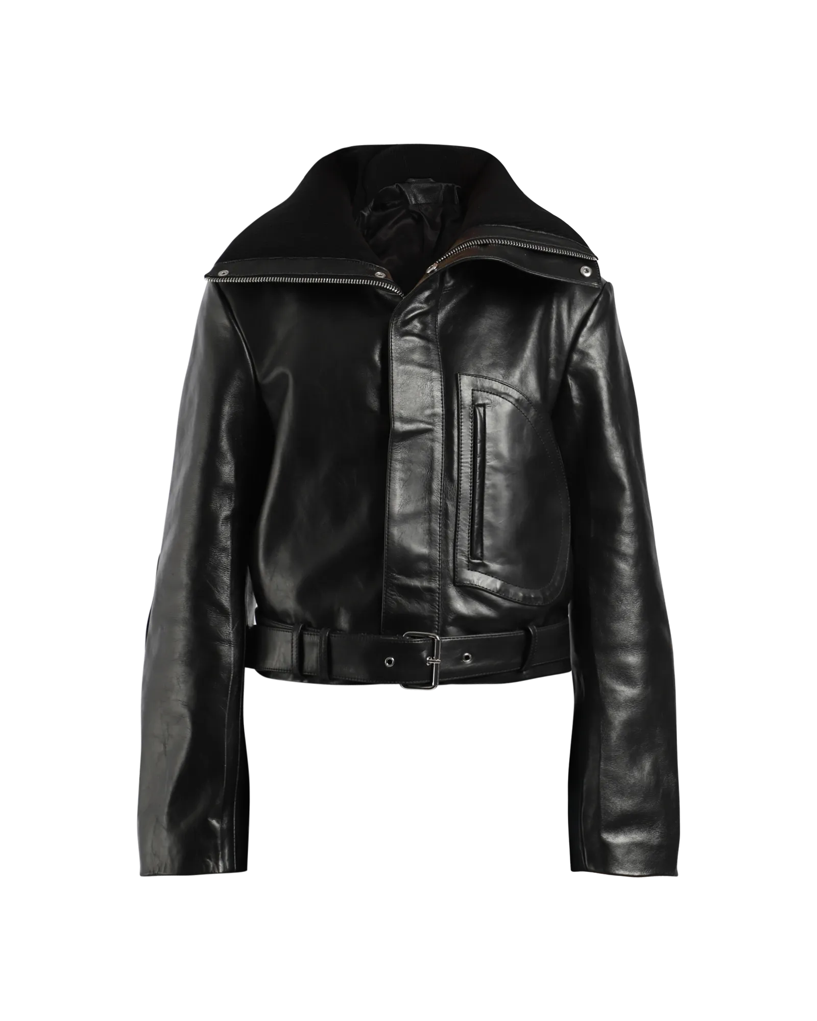 Cropped Leather Biker Jacket