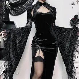 Dark Style Elegant and Slim Gothic Dress Overcoat Cloak Long Sleeves