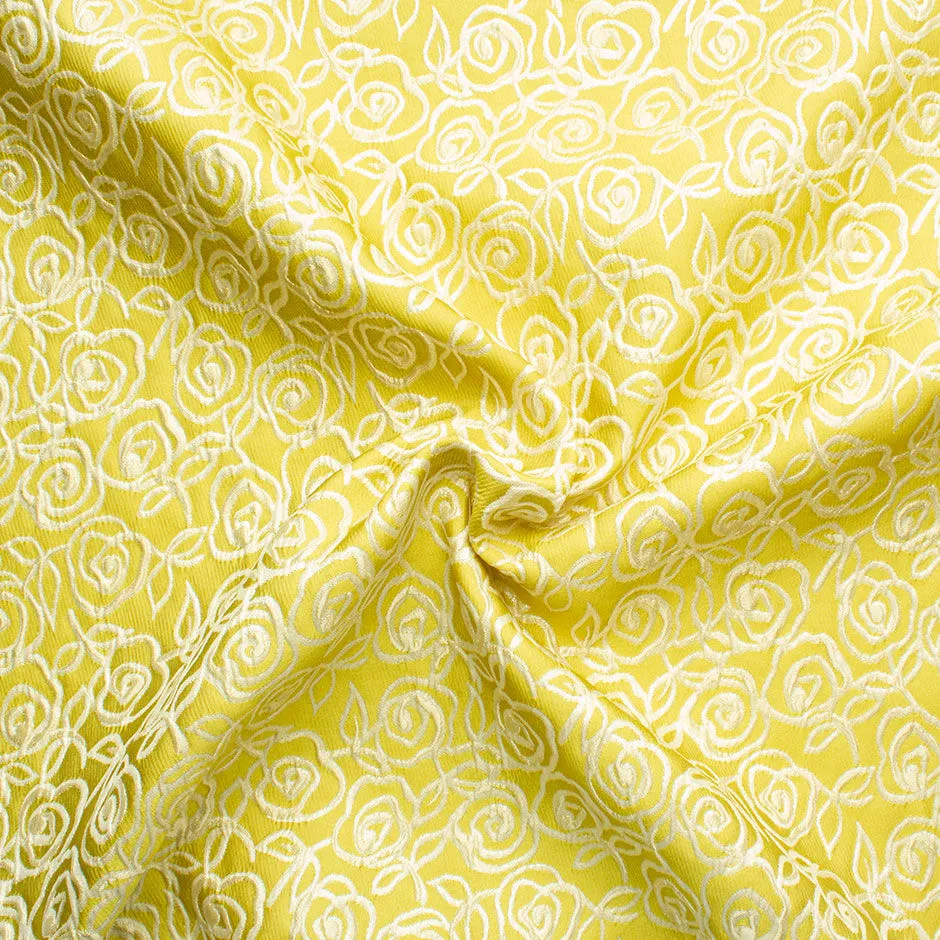 Deep Yellow & Gold Floral Jacquard Ungaro Brocade