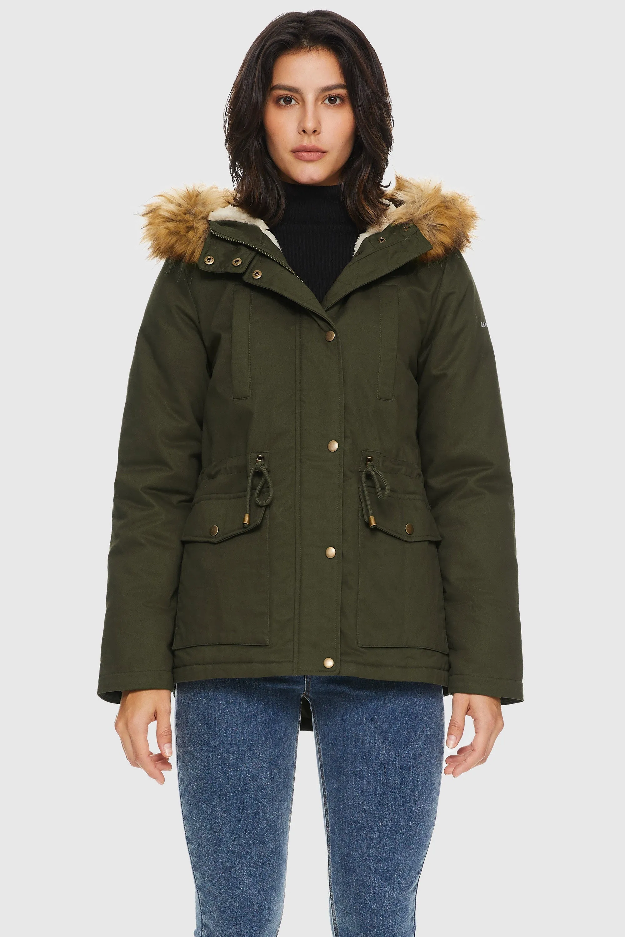 Detachable Faux Fur Winter Parka Jacket