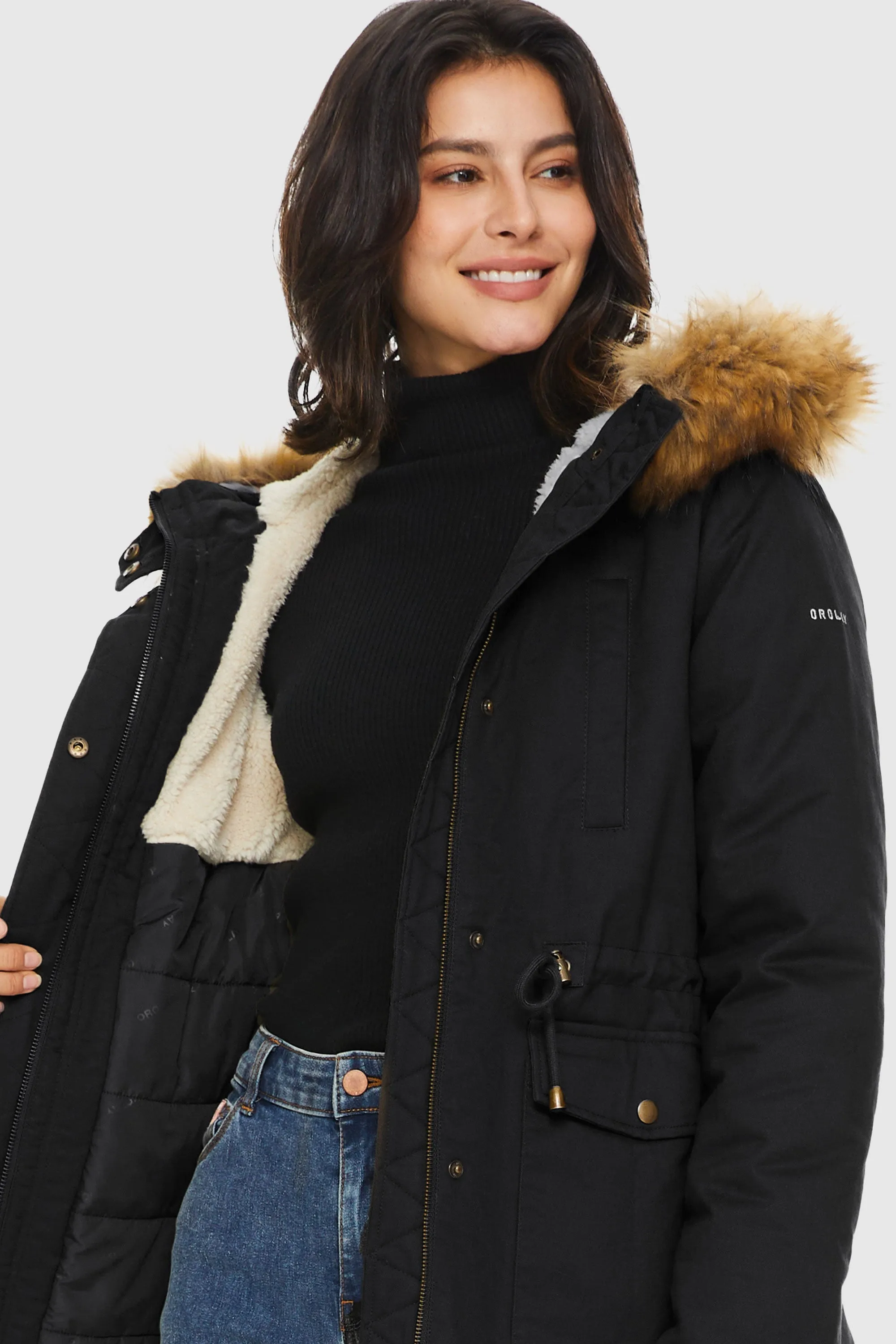 Detachable Faux Fur Winter Parka Jacket