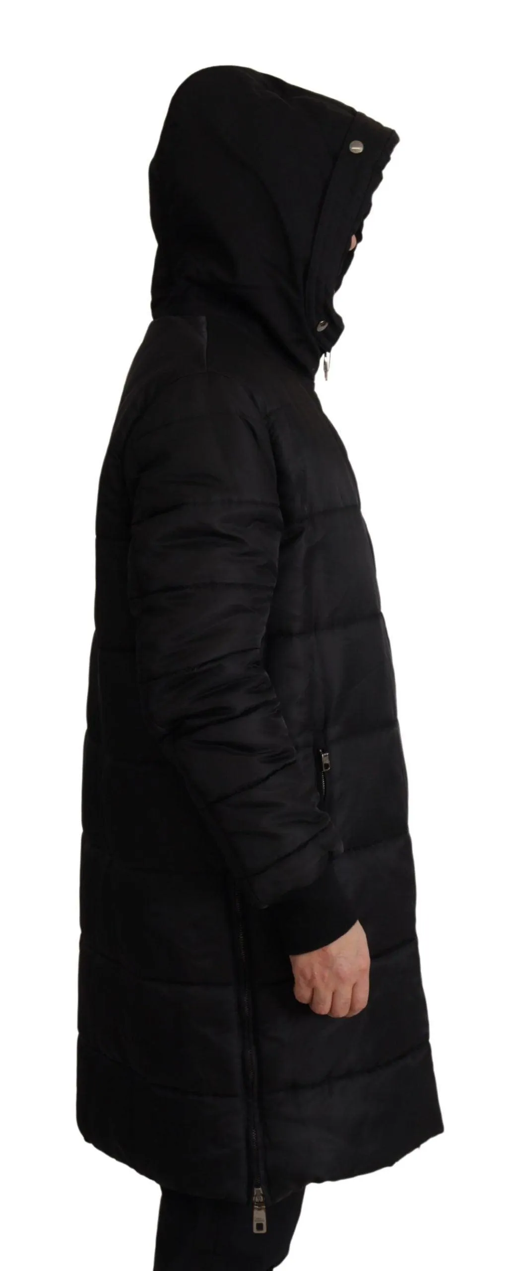 Dolce & Gabbana Black Nylon Hooded Parka Coat Winter Jacket