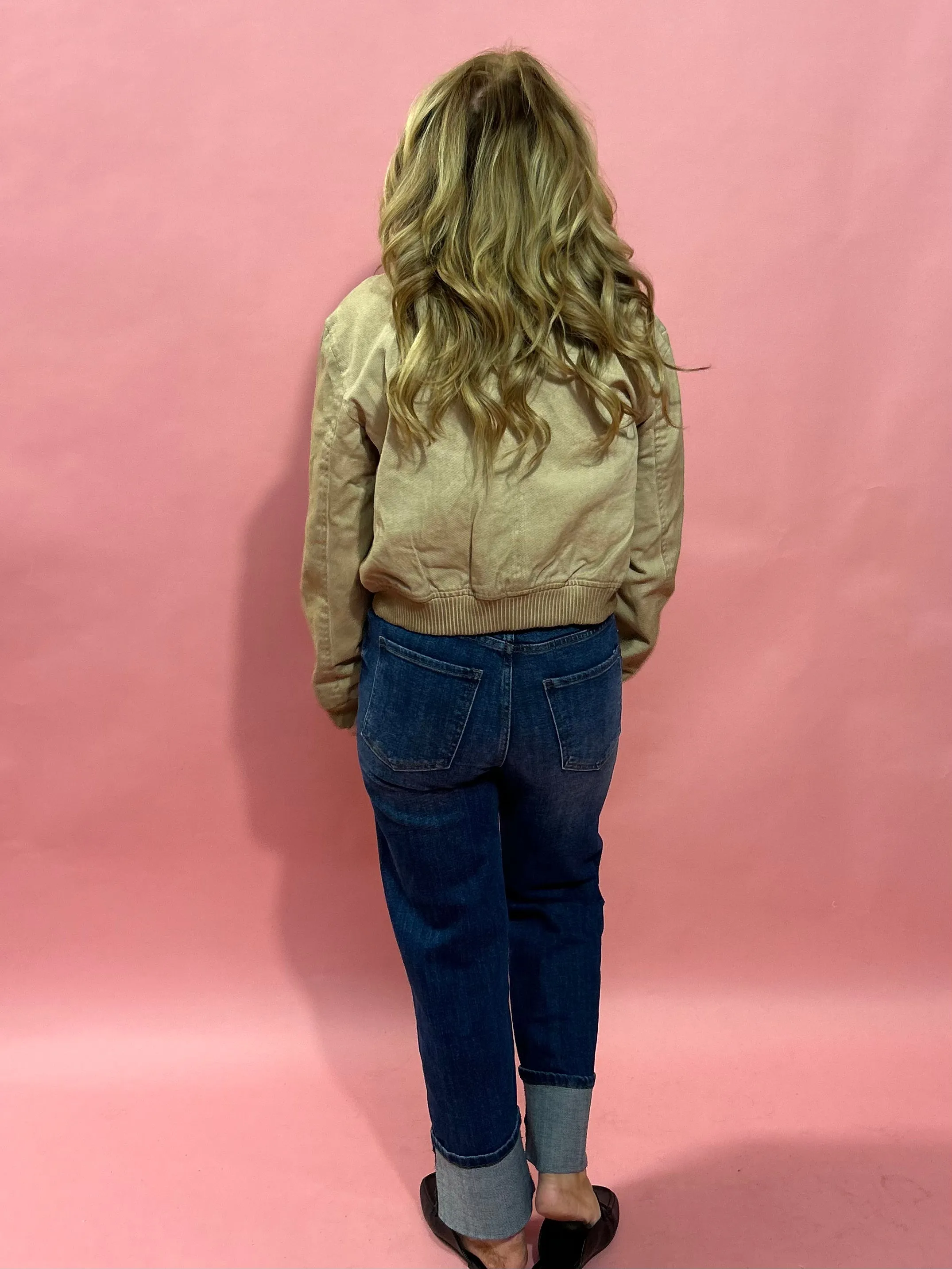 Domingo Twill  Bomber Jacket in Camel