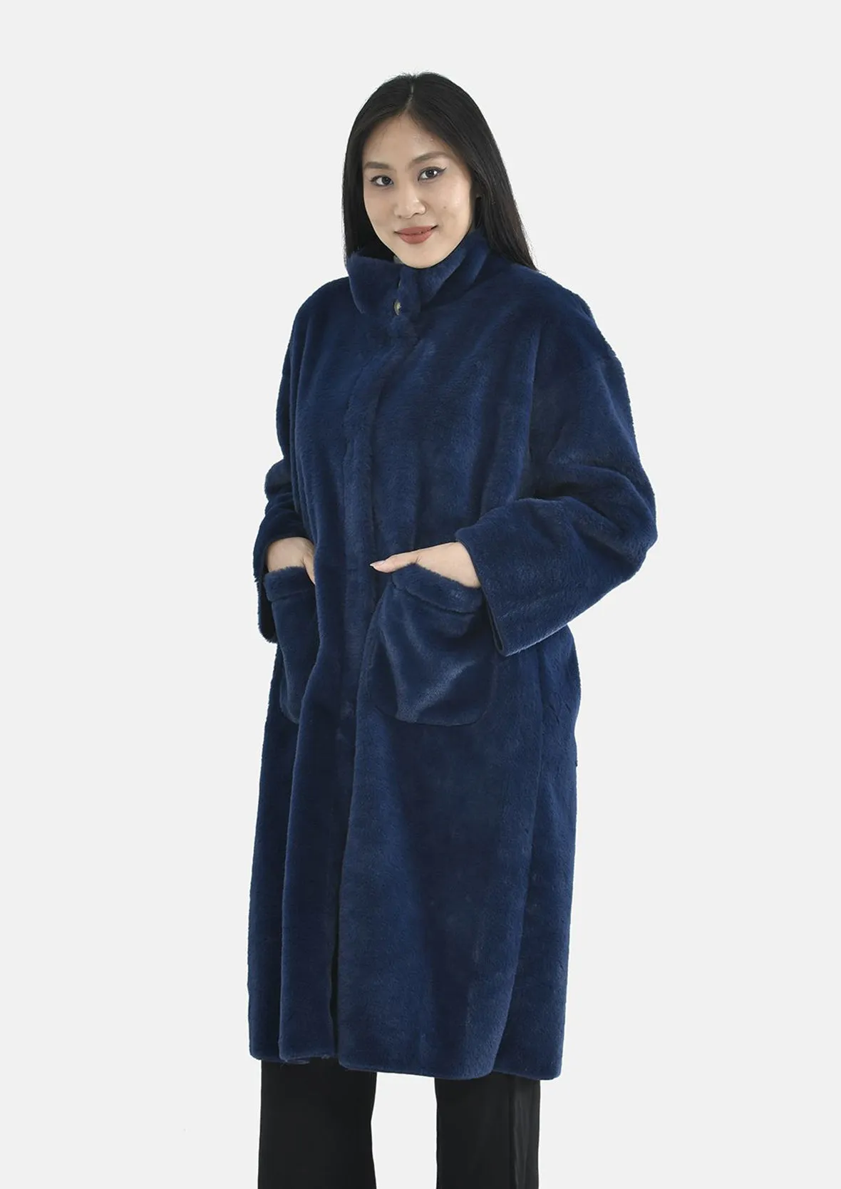 Faux Fur Long Coat With Pockets