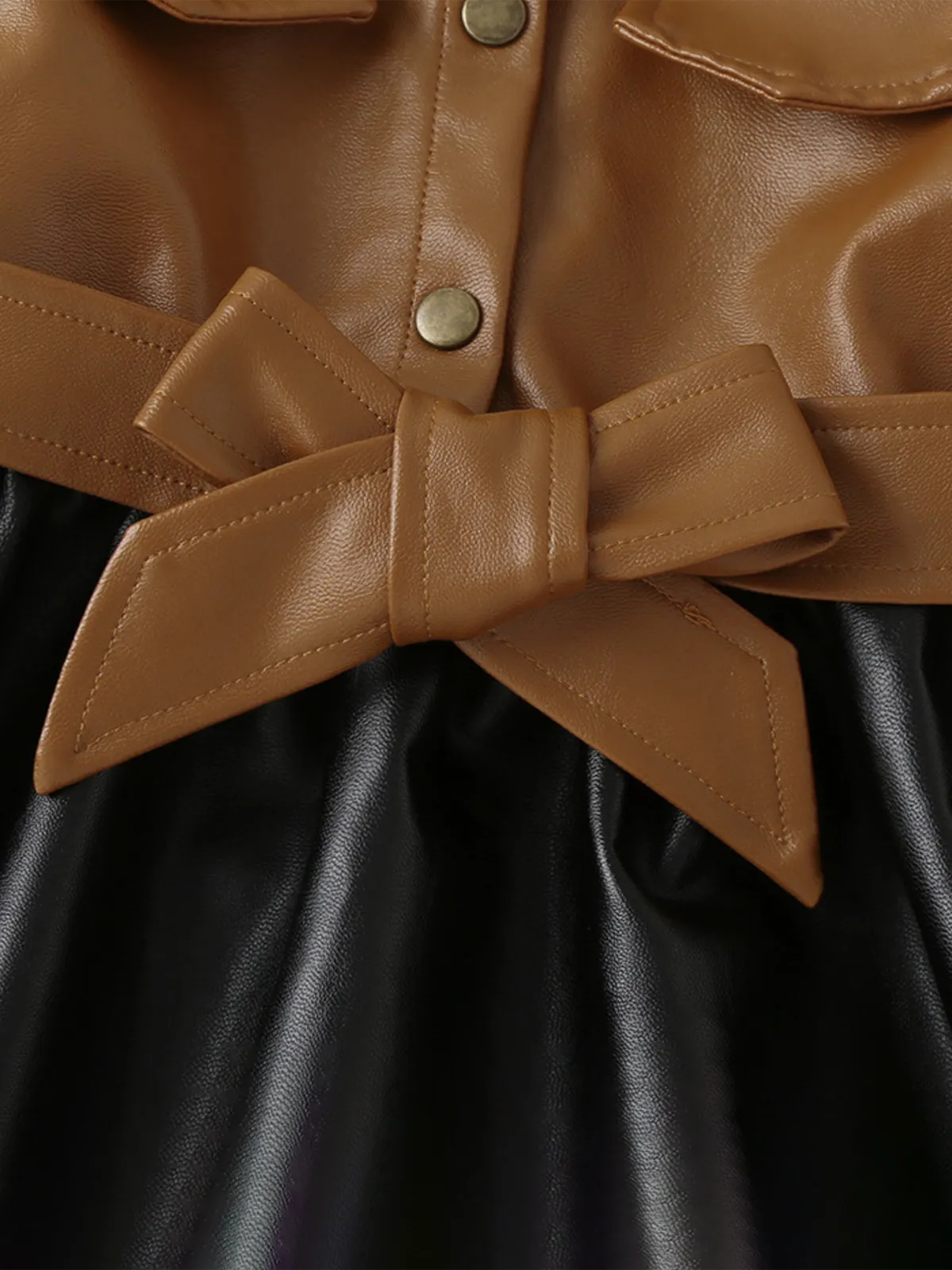 Fiercely Fashionable Faux Leather Belted Skater Dress