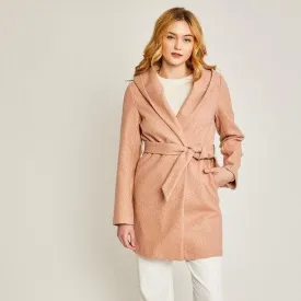 Fleece Belted Hoodie Coat