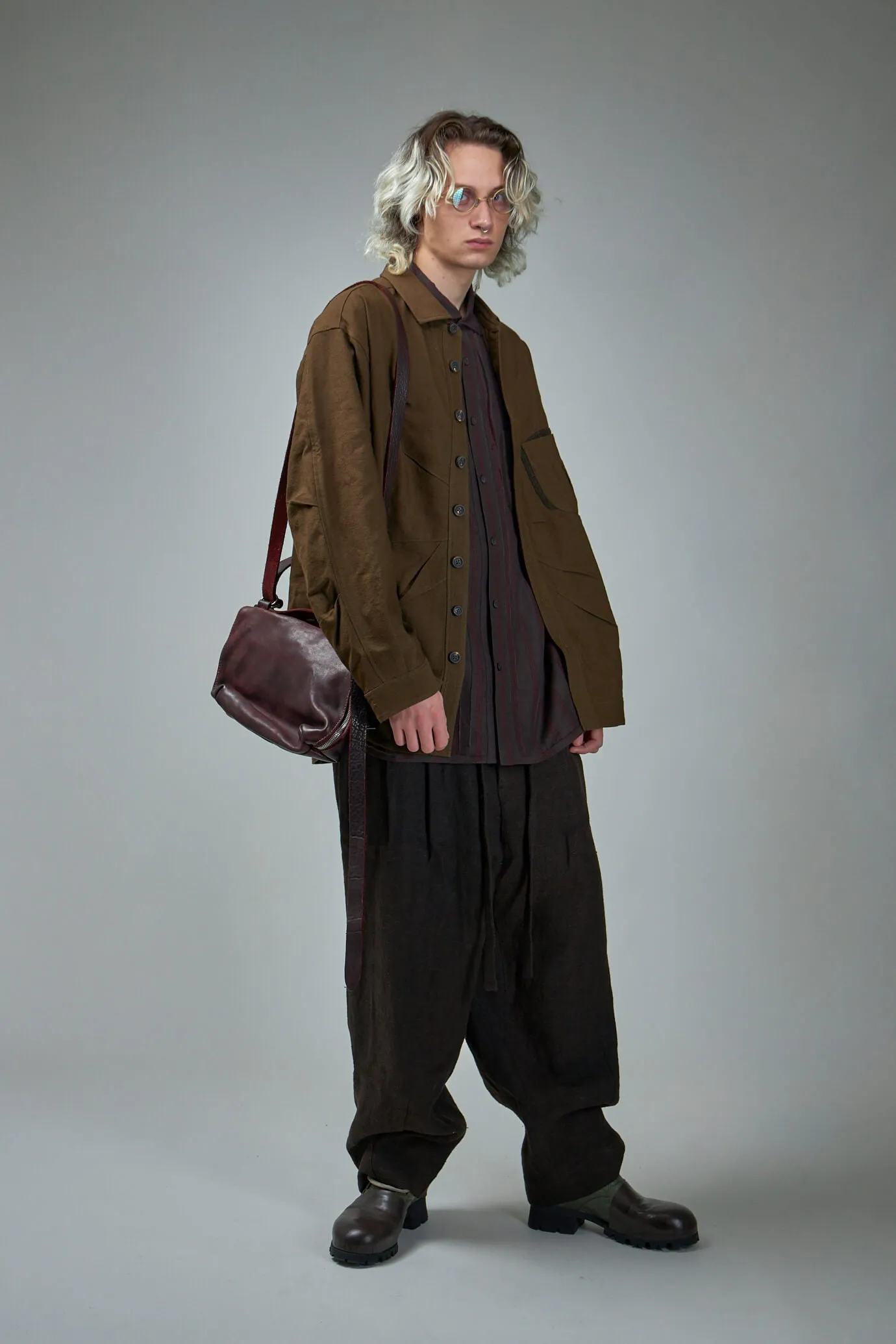 Front Pleats Half Drawstring Trousers