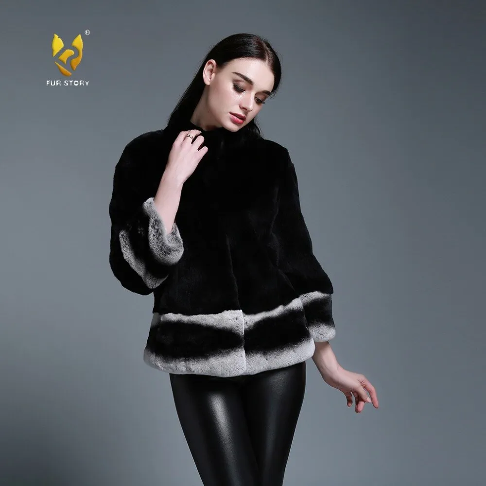 FUR STORY Womens Coats Real Rabbit Fur Spring Jackets Women Jacket Winter jacket Women 151264