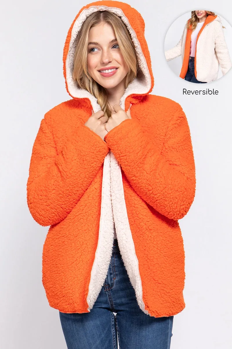 Game Day Faux Fur Reversible Hoodie Jacket