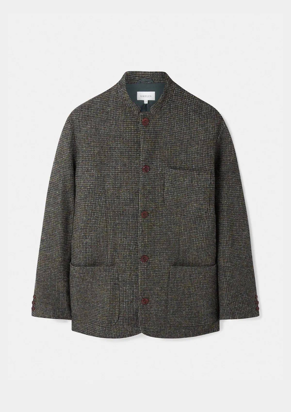 Green Harris Tweed Nehru Jacket