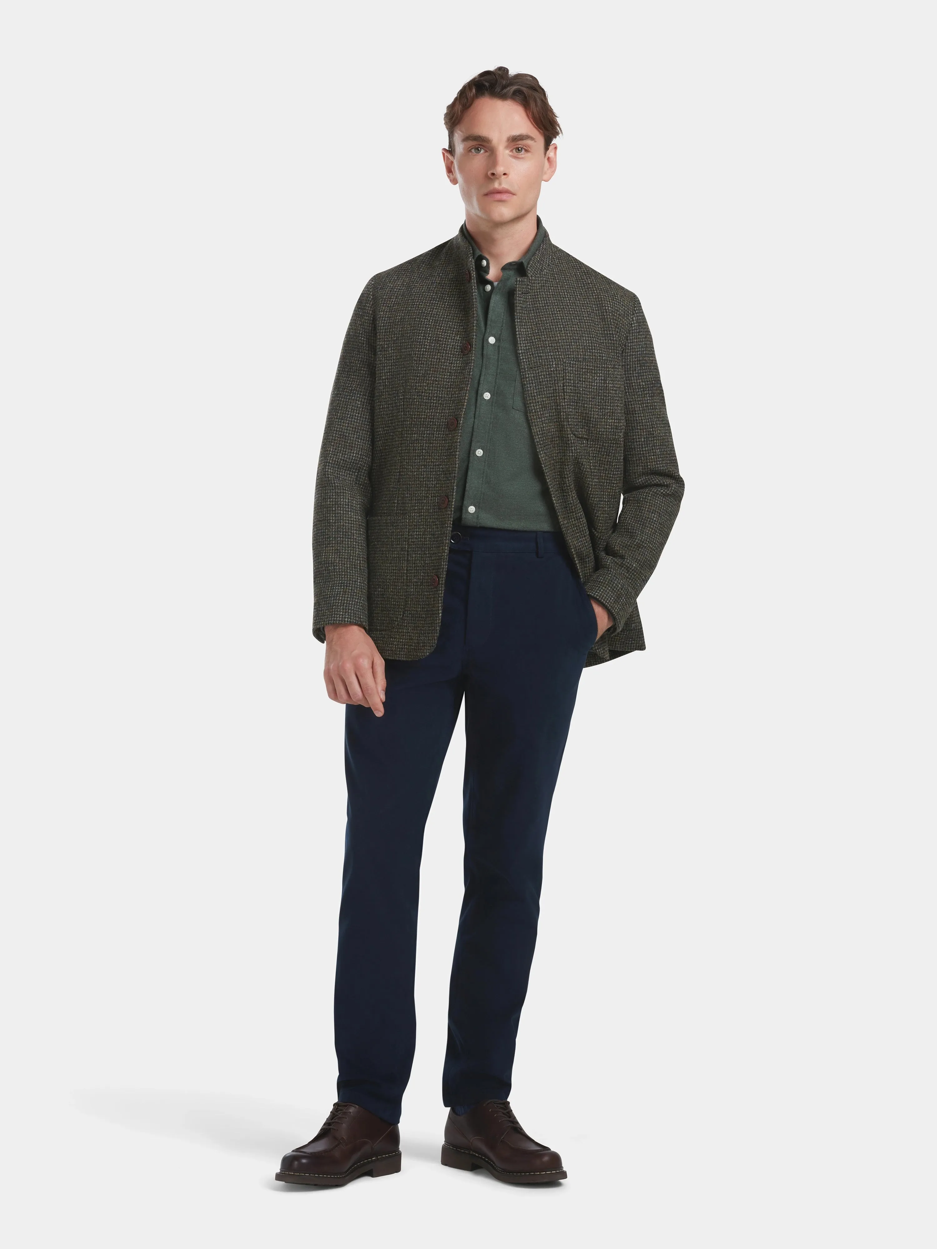 Green Harris Tweed Nehru Jacket