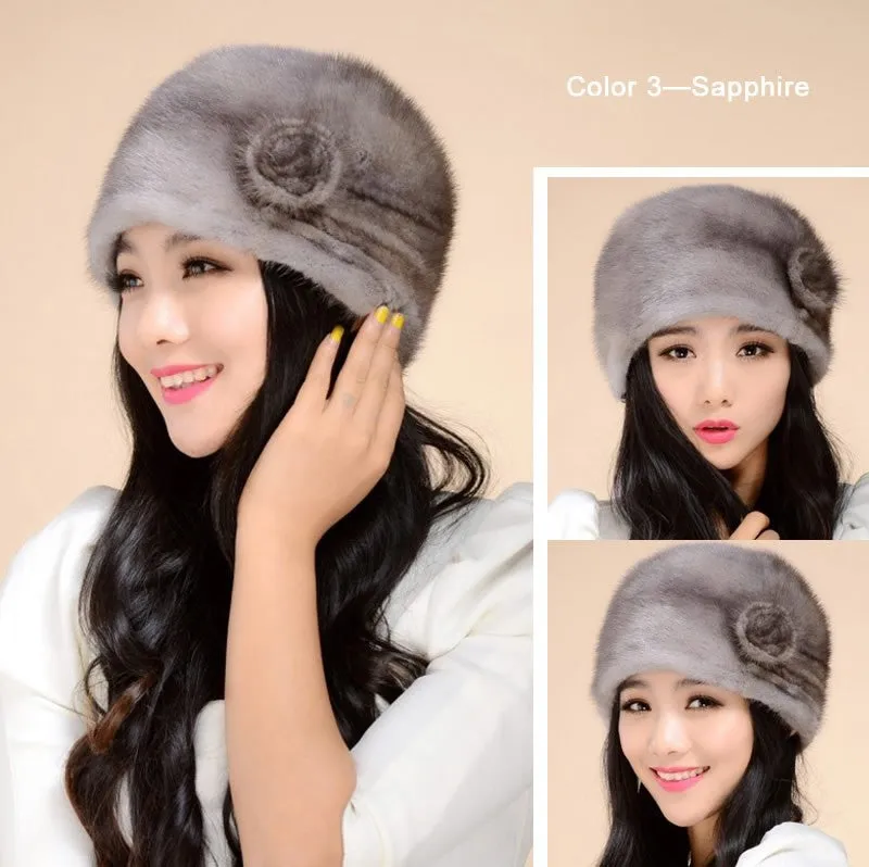 Hats for Women Winter and Fall Real Luxury Mink Fur Hat Fur Cap Saga A Class USA Mink Fur Beanie Headgear Headdress Head Warmer Fur Hats FS14615