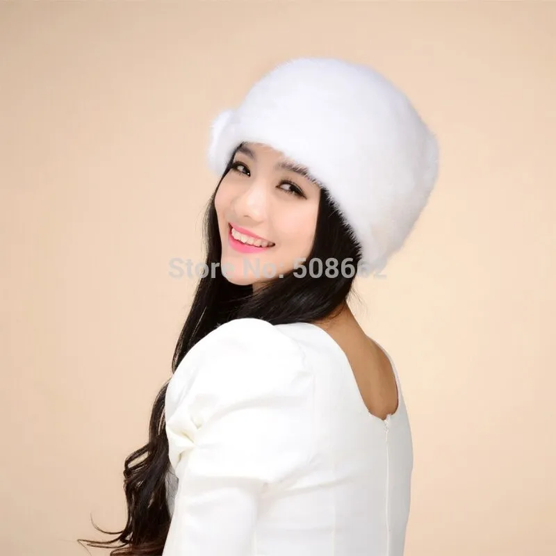 Hats for Women Winter and Fall Real Luxury Mink Fur Hat Fur Cap Saga A Class USA Mink Fur Beanie Headgear Headdress Head Warmer Fur Hats FS14615