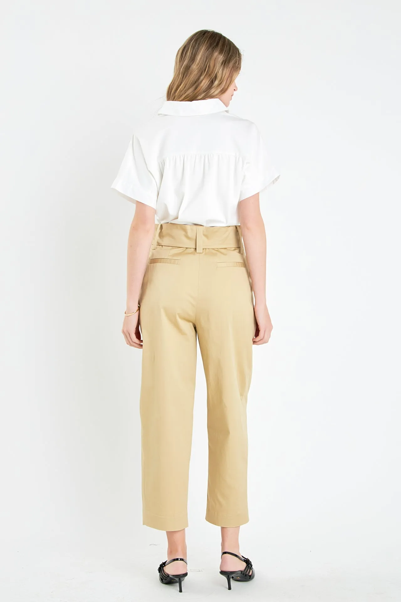 High Waist Belted Wide Leg Pants