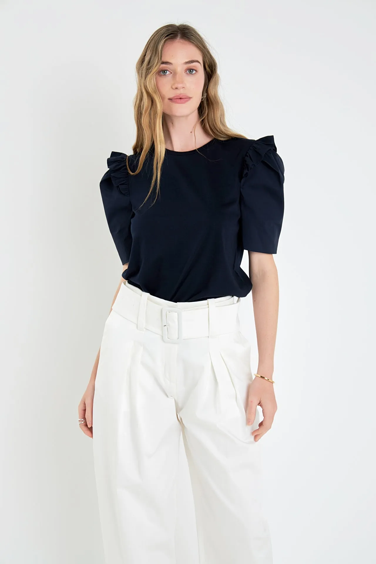 High Waist Belted Wide Leg Pants