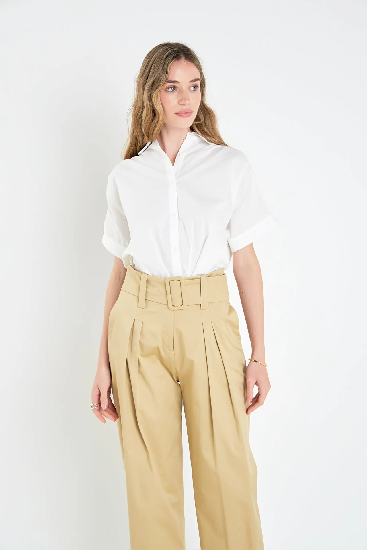 High Waist Belted Wide Leg Pants