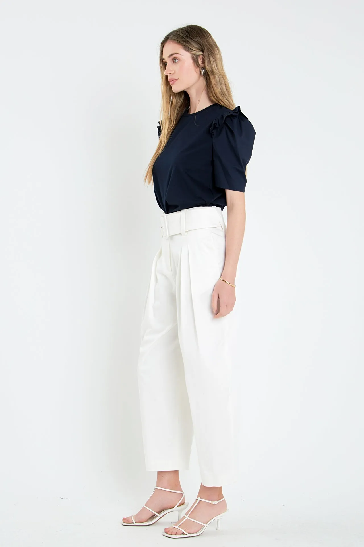 High Waist Belted Wide Leg Pants