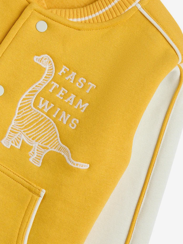 HOP Kids Yellow Text Detailed Varsity Jacket