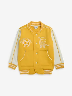 HOP Kids Yellow Text Detailed Varsity Jacket