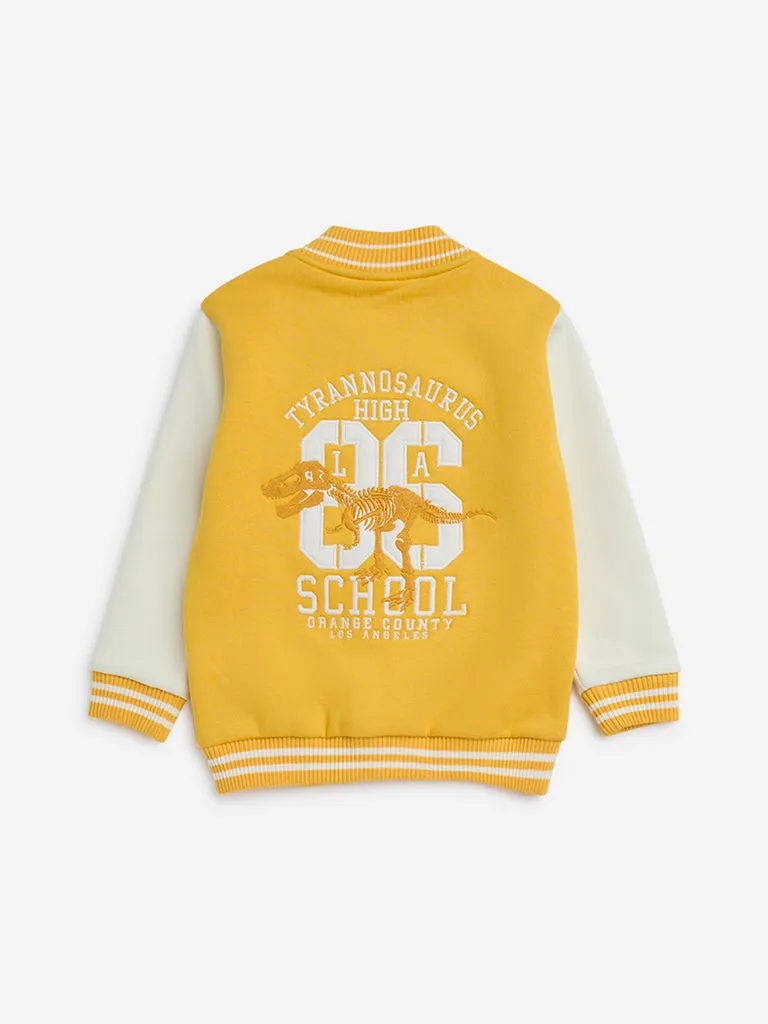 HOP Kids Yellow Text Detailed Varsity Jacket