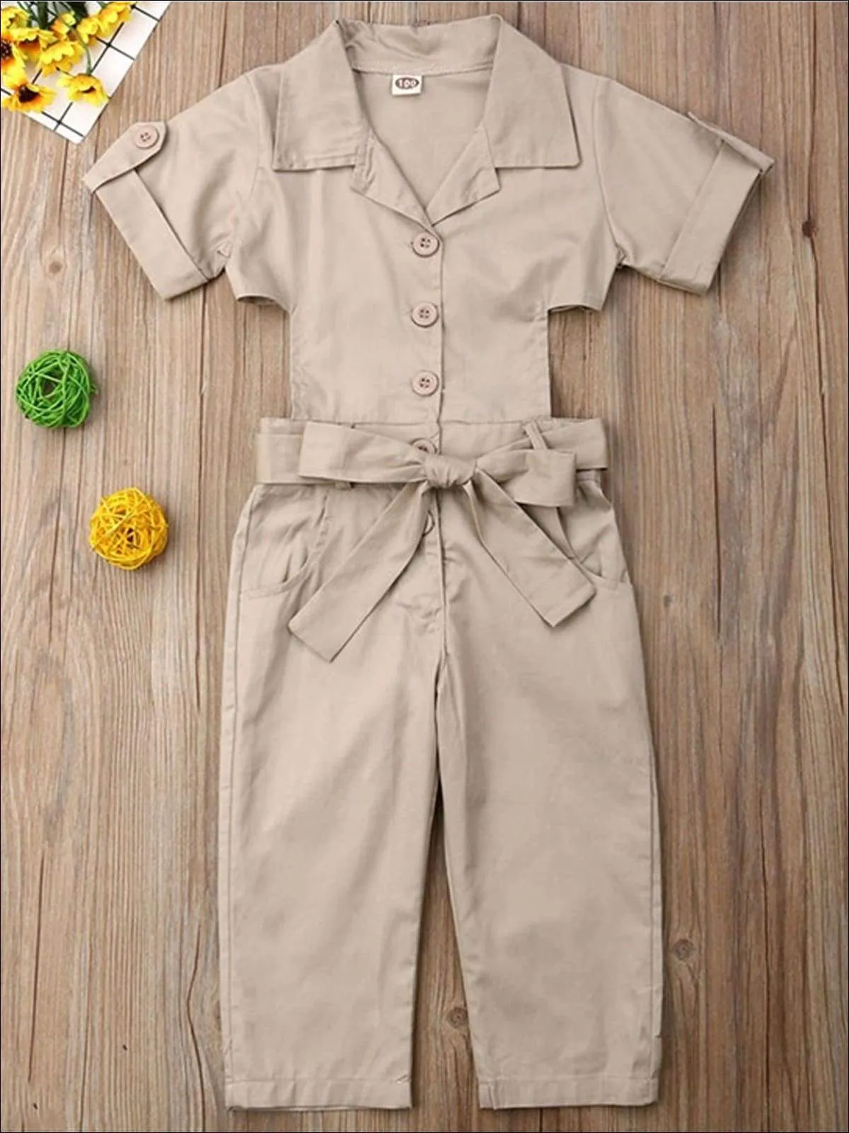 I Got This Khaki Cut Out Waist Jumpsuit