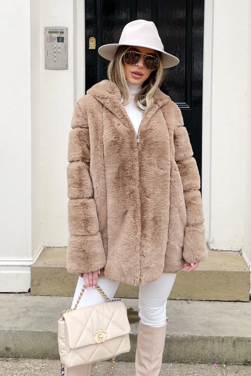 Italia Camel PU leather faux fur Coat