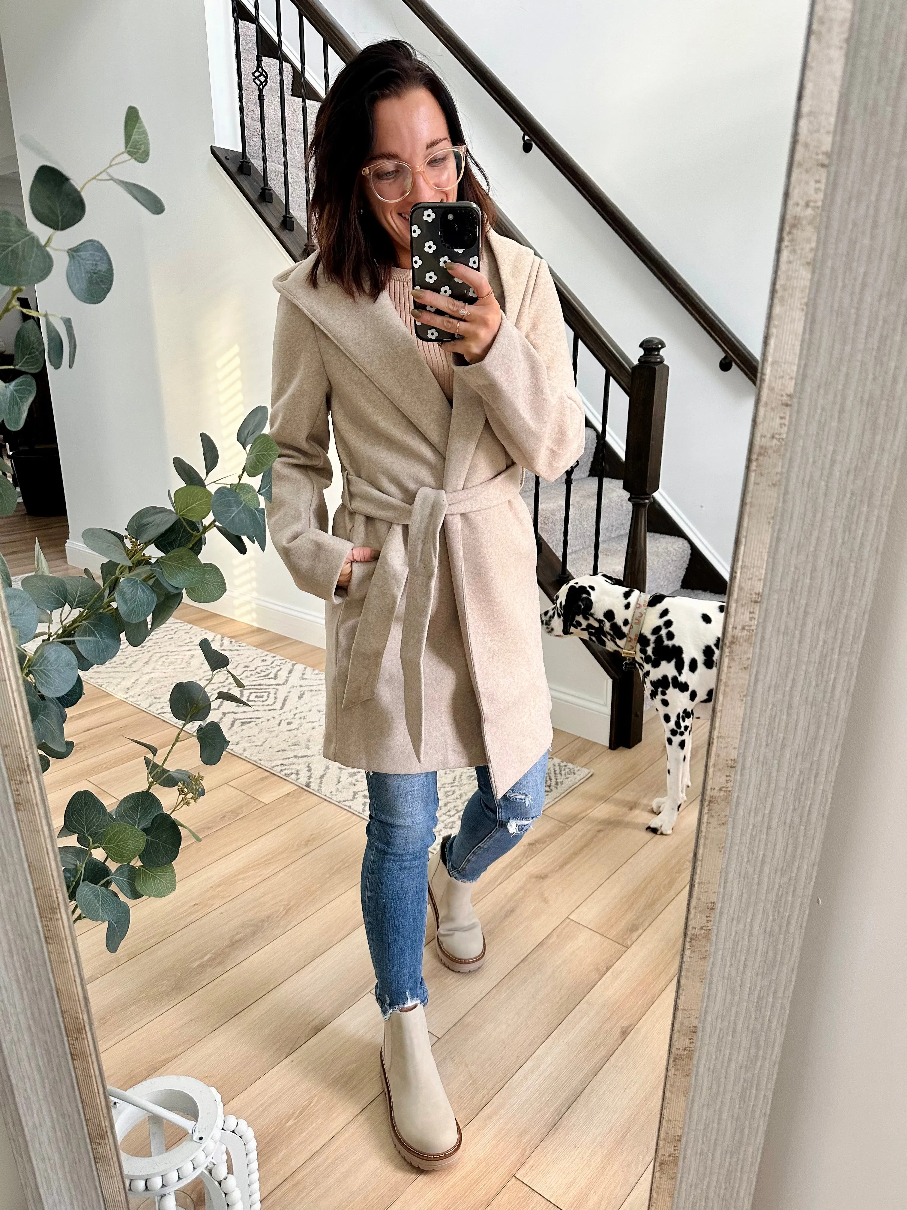 JQ Fleece Belted Hoodie Coat