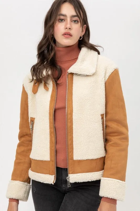 Katrina Faux Shearling Moto Jacket